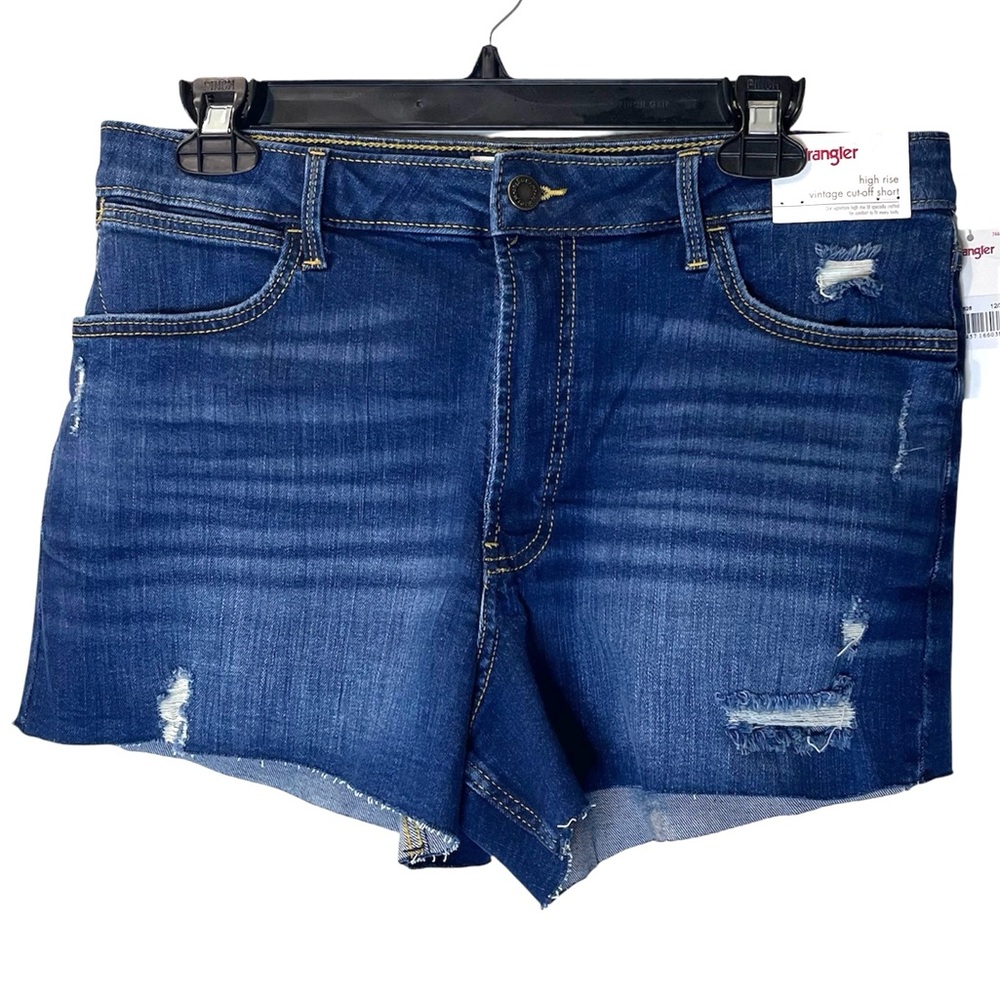 Wrangler high rise vintage style cut off jean shorts denim NWT 12 31